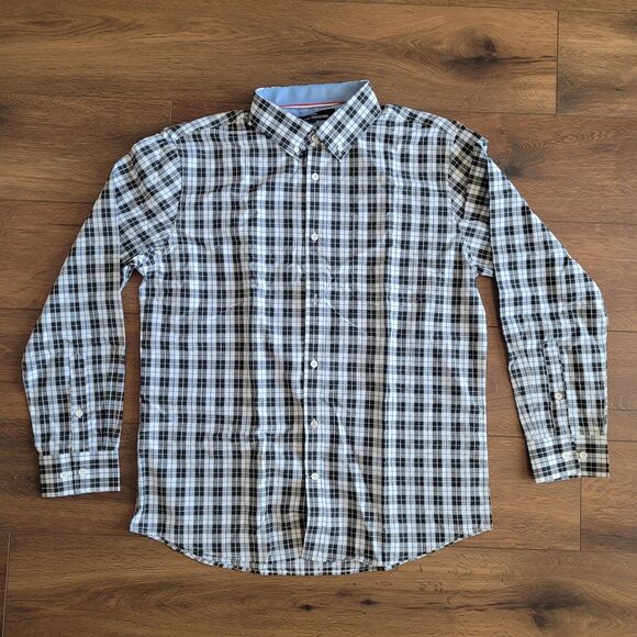 Alimens & Gentle Mens L Black Plaid Button Down Shirt Pocket Long Sleeve - Picture 5 of 12
